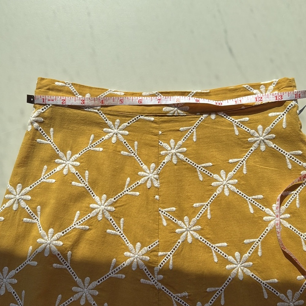 ZARA Yellow Floral Midi/Maxi Skirt with Beige Crochet – Size S - Picture 9 of 13